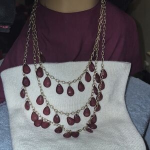 Elegant Gold and Red Teardrop Necklace